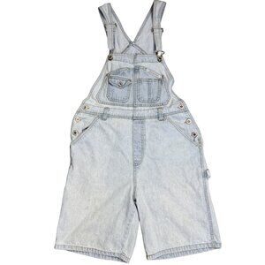 SQUEEZE JEANS Light Wash Denim Short Overalls Carpenter Pockets Y2K Unisex M